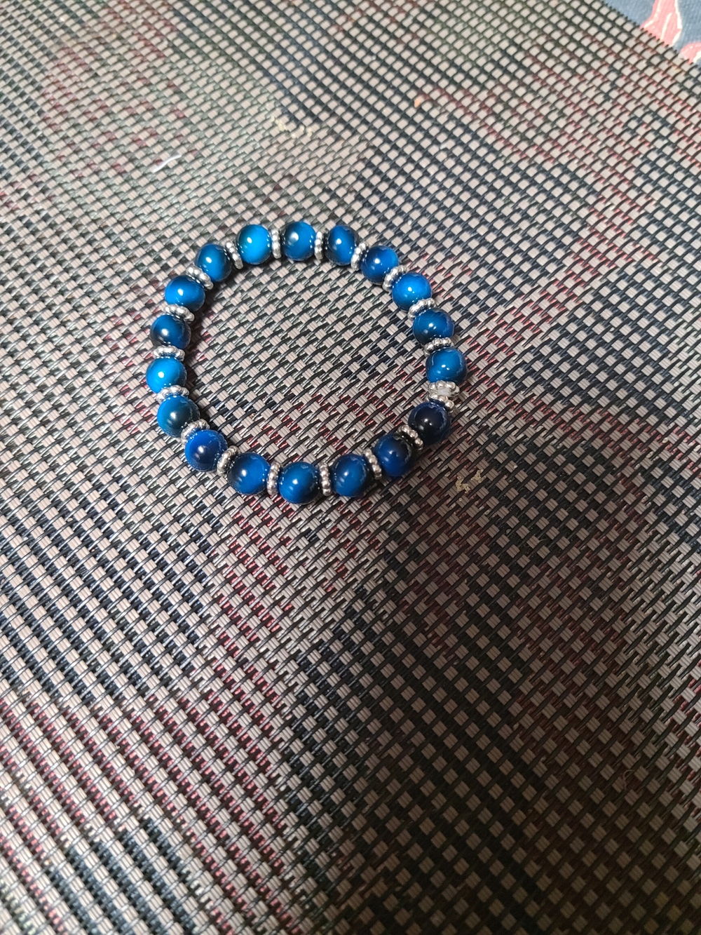 Blue Beaded Stretch Bracelet - Stylish Everyday Accessory